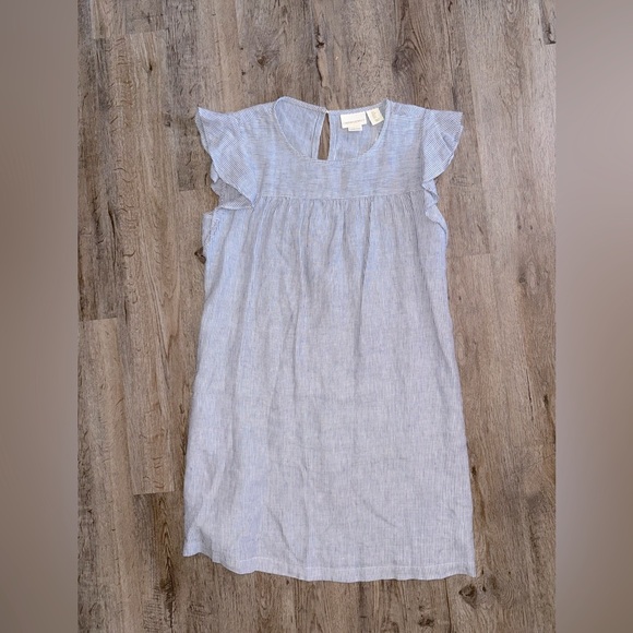 Cynthia Rowley • Linen Pinstripe Flutter Sleeve Sun Dress - Picture 6 of 8